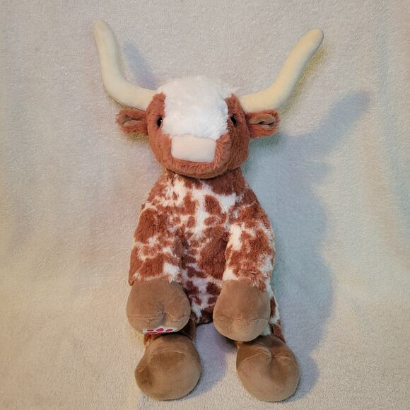 Build A Bear Texas Longhorn Spotted Cow Bull Steer 16” Stuffed Plush Toy 2023 - Picture 1 of 7